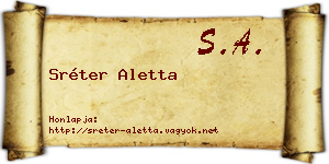 Sréter Aletta névjegykártya